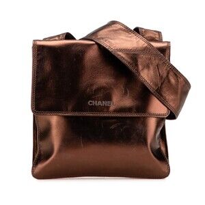 Auth Chanel Metallic Lambskin Flap #230484C62B